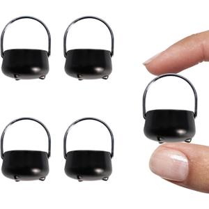 Mini Leprechaun Pot 4 PCS Small Black Pots St Patricks Day Tiny Leprechaun Pot of Gold Bucket Leprechaun Trap Supplies (Black)