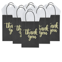 DjinnGlory 50 Pack Small Black Thank You Paper Gift Bags with Handles 9x5.5x3.15 Inch and Tissue Paper for Graduation Wedding Bridal Baby Shower Party Favors Goodies, Business Shopping Bags