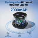 Ultrasonic Retainer Cleaner Machine Rechargeable, 45kHz Portable Denture Cleaner for Retainers, Dentures, Night Guards, Aligners, Braces, Jewelry, 3 Cleaning Modes, 200ML Tank, Black