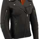 Milwaukee Leather MLL2581 Women's Black 'Classic' Leather Lightweight Long Length Vented Jacket (Large)