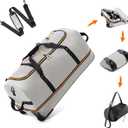 32" 110L Expandable 140L Soft-Sided Rolling Duffle Bag, Foldable Extra Large Sport Bag with 2-Inline Wheels, Gray