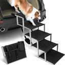 Niubya Portable Folding Dog Stairs for Cars, SUVs, Trucks - Lightweight Pet Ramp for Large Dogs with Non-Slip Surface - Reinforced Steps Support Up to 200 lb, 5 Steps