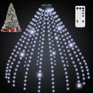 Christmas Tree Lights, 400 LED 8.2Ftx16 Line String Lights Plug in, Cascading Twinkle Lights for Xmas Tree with Timer Memory Function 8 Modes for Indoor Outdoor Wedding Party Decoration (White Light)