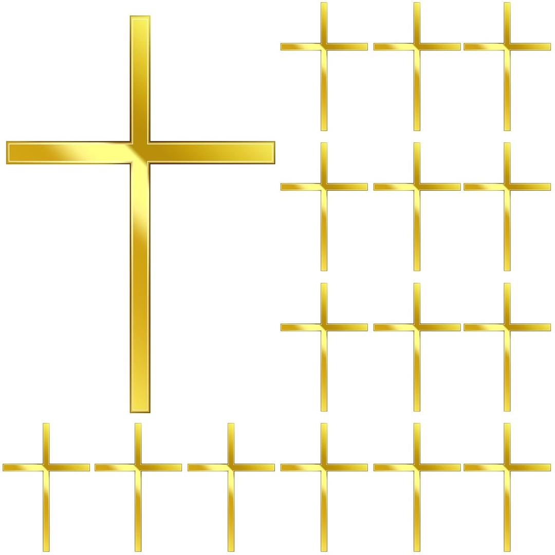 Blulu 16 Pieces Baptism Cake Toppers Crossing Cupcake Toppers Gold Mirror Acrylic Cake Picks Baptism Decor Christian Decorations(Elegant Style)