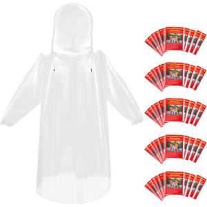 6 & 20 & 50 Pack Disposable Rain Ponchos for Adults/Youth, Waterproof PE Raincoats with Drawstring, Camping/Emergency (EXP 07/14/26)