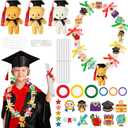BeYumi Candy Lei Making Kit - 12Pcs Graduation Stuffed Bear Candy Lei Making Kit Hawaiian Congrats Present Ribbons Wrapping DIY Grad Wreath for Kindergarten Kids Student Gift Graduation Party Supplies