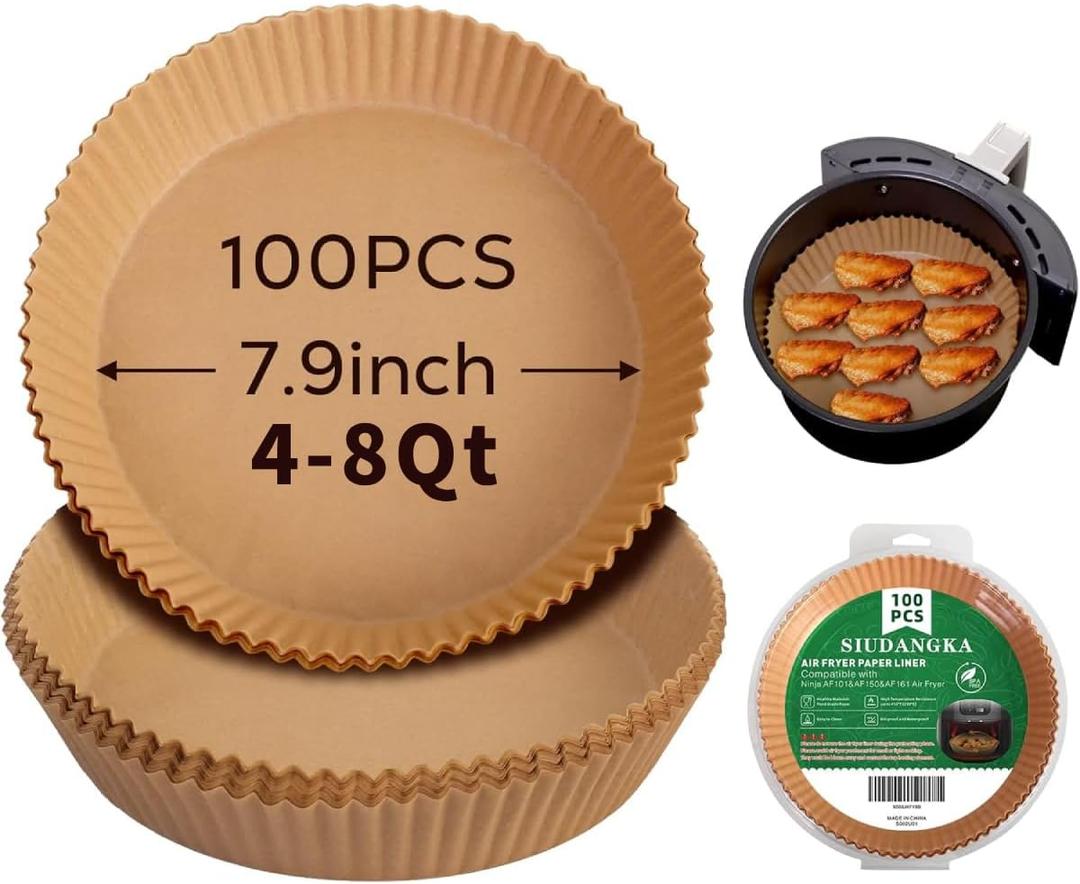 Air Fryer Liners for Ninja Air Fryer, 100 Pcs Disposable Paper Liner for most 4-8QT AirFryer (100pcs 7.9'' Round)