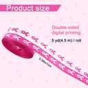 3 x BOXOB 2 Rolls Pink & White Breast Awareness Ribbons, Polyester Double-Sided Printing Breast Awareness Products Items Accessories for Gift Wrapping DIY Crafts Hair Bows & Party Decoration