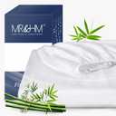 MR&HM King Fitted Sheet Only, Ultra-Soft Rayon Derived from Bamboo & Polyester Blend, Silky & Breathable, 15" Deep Pocket with Elastic Straps, Cooling Fitted Sheet for Hot Sleepers, White