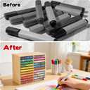 11-Tier Bamboo Marker Organizer with 22 Compartments - Holds 176 Art Markers, No Assembly Horizontal Storage Marker Rack, Bamboo Pen Holder for Desk, Classroom & Office Stationery