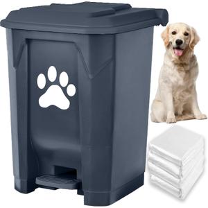 tebiete Dog Poop Trash Can Outdoors Pet Waste Station with Lid Dog Waste Disposal Container with Removable Inner Bin Bucket Hands-Free Pedal Garden Yard Home with Waste Bags, Grey (1Pack, 1Pack Grey)