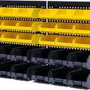 KJE 30PCS Wall Mounted Storage Bins, Plastic Tool Organizer for Garage Storage, Screws, Nuts, Bolts, Small Hardware Parts Black, Yellow