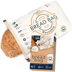 Think4Earth  Cotton Linen Bread Bag Organic - Reusable Bags for Homemade Loaf Gift Giving - Bread Container for Large Sourdough Loafs  Countertop Cloth Storage and Transport Solution.