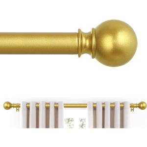 Gold Curtain Rods, Curtain Pole for Window 18 to 60 Inch(1.5-5 Feet), 5/8 Inch Decorative Drapery Pole, Gold Splicing Curtain Rod Set, Size: 18"-60", Brass Gold