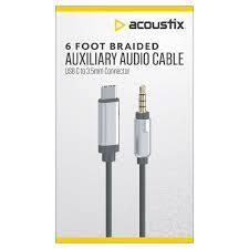 Acoustix™ Auxiliary Braided Audio Cable, 6 ft, White