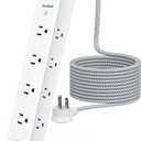 One Beat 5 ft Extension Cord, Power Strip Surge Protector 8 Widely AC Outlets 3 USB, Flat Plug, Desktop Charging Station with Overload Protection, Wall Mount for Home, Office, Travel, Computer ETL Listed