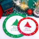 Rubtlamp 60PCS Christmas Plastic Plates, White Plastic Plates With Red and Green Christmas Tree, christmas Party Disposable Plate Include 30 Green Dinner Plate, 30 Red Salad Platos