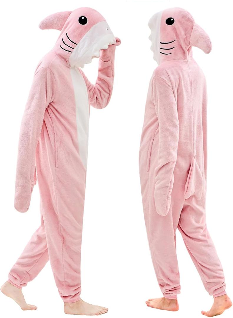 Unisex Adult Onesie Pajamas Animal One Piece Snug Fit Halloween Costume Cosplay for Women Men (Pink, XXL)