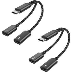 MOGOOD USB C Splitter to Female Adapter Y Cable (Not for Monitor) - Male to 2 Female Cord Double Port Hub Charging Split Adapter for Mac, Xbox One, PS5, Laptop
