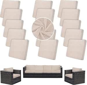 14PCS Patio Cushion Covers， Stretch Patio Furniture Couch SeatSlip covers