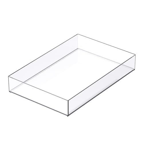 Simply Tidy 12" x 6" Clear Stacking Storage Tray Stackable Plastic Organizer for Desk, Crafting, and Office Supplies - 1 Pack