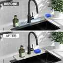 Meiliweser Silicone Faucet Mat for Kitchen Sink Gen 2 Splash Guard with Upgraded Outlet & Slope 18 x 5.1 Water Catcher & Sink Sponge Holder for Kitchen and Bathroom (Beige)