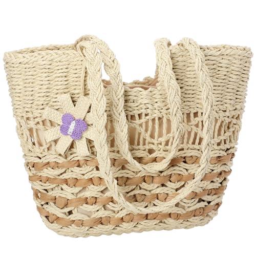 Trifabricy Beach Bags for Women - Large Straw Bag, Woven Beach Tote Shoulder Handbags, Straw Tote Bag for Summer Vacation, Beige