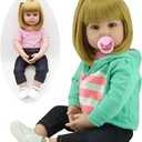 Realistic Reborn Toddlers Dolls Girls Blond Hair Look Real Soft Vinyl Toddler Dolls Silicone 24 Inches with Clothes