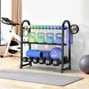 3 Tier Dumbble Rack - 360LB Capacity Adjustable Dumbbell Storage Rack Space-Saving Home Gym Weight Rack For Dumbbells And Kettlebells With Hooks (Dumbbell Rack Stand Only)
