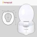 Homecraft Savanah Raised Toilet Seat with Lid, 6" Elevated Seat for Seniors, Universal Fit for Most Standard Toilets, Portable & Tool-Free, Seat Riser, Ergonomic Design, White