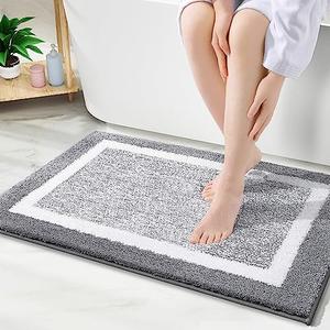 OLANLY Bathroom Rugs 30x20, Extra Soft and Absorbent Microfiber Bath Mat, Non-Slip, Machine Washable, Quick Dry Shaggy Bath Carpet, Suitable for Bathroom Floor, Tub, Shower (Medium, Grey)