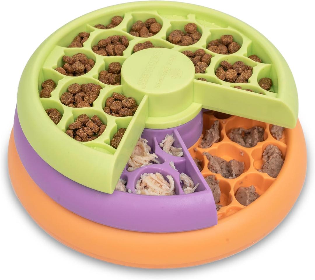 Catstages Kitty Lickin' Layers Interactive Cat Slow Feeder Treat Puzzle Toy, Dry or Wet Food, Mental Stimulation, Foraging Toy with 80+ Compartments (One-Size, 3 Tier)