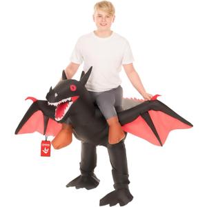 Morph Inflatable Ride-On Dragon Halloween Costume for Adults (Black Dragon Kids)