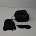 MLVOC Travel Pillow Memory Foam Neck Pillow, Adjustable Comfort Breathable Cover, Airplane Travel Set with 3D Sleep mask, Earplugs Box, for Airplane, Car, Office, Home (Full Grey)