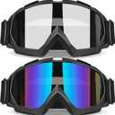 Dirt Bike Goggles, 2-Pack Motorcycle ATV Motocross Ski Goggles, Windproof Racing Glasses (Gray+multicolored)