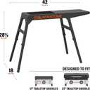 BLACKSTONE 5013 Collapsible 17 and 22 Tabletop Griddle Stand with Adjustable Legs and a Removable Side Shelf, Powder Coated Steel, Black