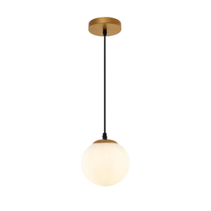 JAGORI Glass Pendant Light,Mid Century Modern Light Fixture,Hanging Lights for Kitchen Island,Bathroom, Bedroom,Hallway Foyer (Gold, 8 in)