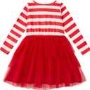 Vieille Toddler Baby Girls Tulle Dress Long Sleeve Princess Party Skirt Clothes for Christmas 2-6 Years (Red)