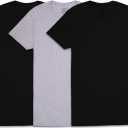 Fruit of The Loom Men's Crew Tee Undershirts, Moisture Wicking & Tag Free (Large, Black/Grey - 3 Pack)