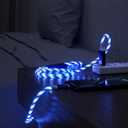IHAO Multi Connectors Fast Charging Cable 3 Combinations in One Cable USB A to USB C/Micro USB Cord Lighted Up LED Flowing Compatible with Most of Electric Device-47 Inches Blue