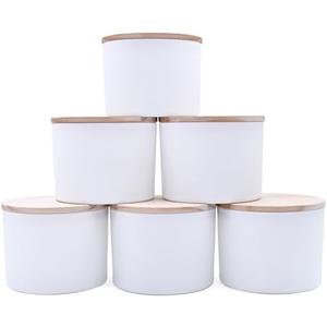 SHOWIN 18 OZ Thick Candle Jars for Making Candles 6 Pcs, Empty Jars with Wood Lids for Candle Making, Sample Container,Matte White SHOWIN 18 OZ Thick Candle Jars for Making Candles 6 Pcs, Empty Jars with Wood Lids for Candle Making, Sample Container,Matte White