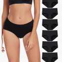 wirarpa Women's Underwear Cotton Hipster Panties Ladies Panties 6 Pack, Black , L