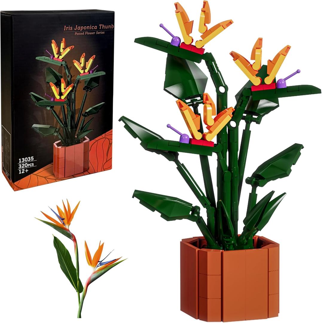 Bird of Paradise Flowers Building Blocks Set Ideal for Teens and Adults 320 PCS, Creative DIY Flower Bouquet Set Home Decor Gift for Teenagers, Plant Lovers and Decor Enthusiasts