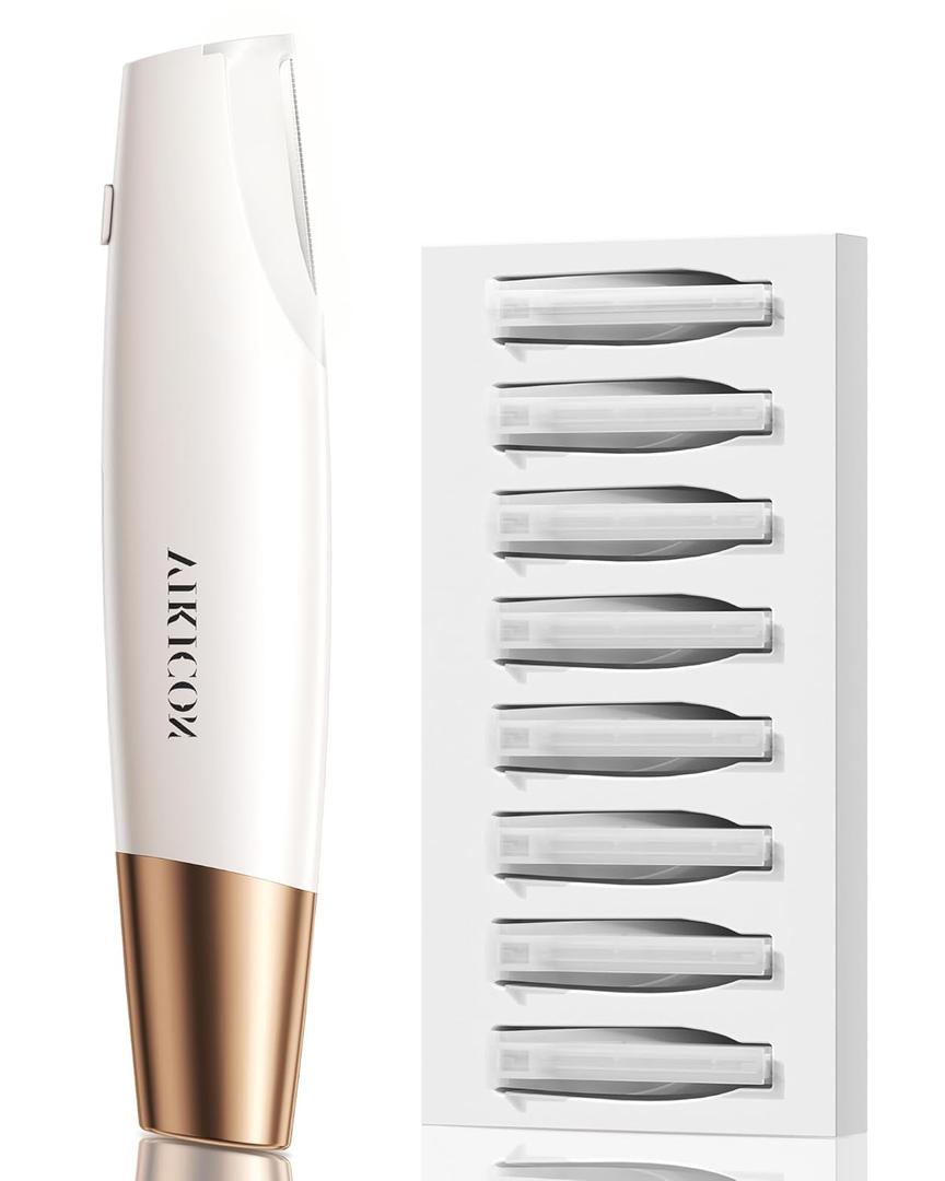 Sonic Dermaplaning Tool for Women Face  Smooth Skin, Rechargeable Dermaplane Razor for Face, NonIrritating Facial Hair Remove & Exfoliating, 8 Refill Blades Included, Perfect Gifts for Women  White