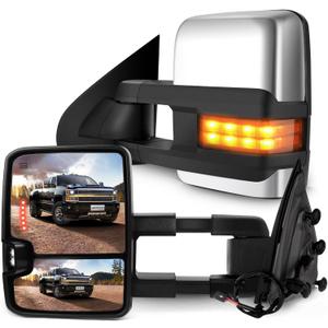 SCITOO Towing Mirror fit 2014-2018 for Chevy for Silverado/for GMC for Sierra 1500 2015-2018 for Chevy for Silverado/for GMC for Sierra 2500 HD 3500HD Power Heated Signal Light Side Pair Mirrors