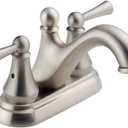 Delta Faucet Haywood Centerset Bathroom Faucet Brushed Nickel, Bathroom Sink Faucet, 2 Handle Bathroom Faucet, Drain Assembly, Stainless 25999LF-SS (Pack of 1)