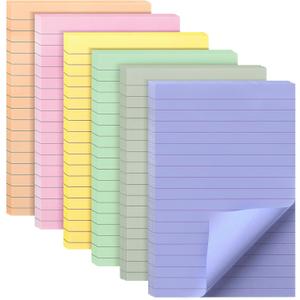 Mr. Pen- Lined Sticky Notes, 4" x 6", 6 Pads, 45 Sheets/Pad, Morandi Color, Sticky Notes with Lines, Ruled Post Stickies, Memo Pads, Self-Stick Note Pad for Office, School, Home, Study