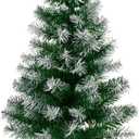 2Ft Artificial Christmas Tree Green Tabletop Christmas Tree with Flocking Snow Frost Tips Plastic Stand Mini Xmas Pine Tree for Party Supplies Indoor Outdoor Holiday Home Decoration