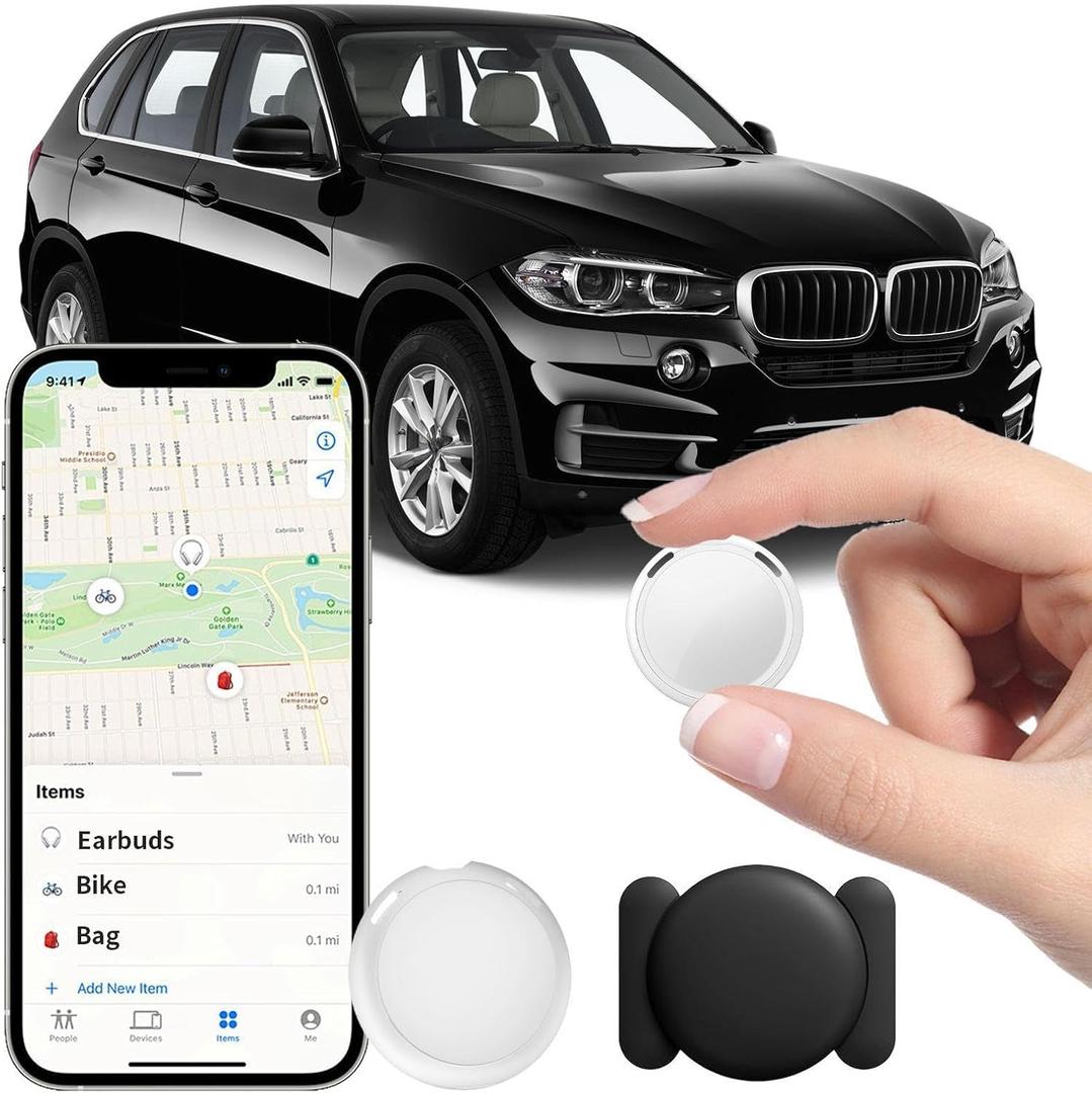GPS Tracker for Vehicle Works with Find My (iOS Only) Hidden Mini Car Tracker with Magnetic Silicone Case Global Real-Time Item Location Finder Tracking Tag Device No Subscription No SIM Card Required
