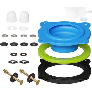Wax Ring Kit for Toilet Installation - Elastic Rebound Wax-Free Gasket, Reusable Toilet Seal Ring Stops Leaks & Odors, Fits Uneven Floors - No Wax Rubber DIY Kit for 3"/4" Drain, Ideal for Homeowners (Blue)